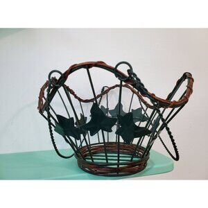 Ivy Metal and Twig Open Handled Basket, Callaway Style Basket